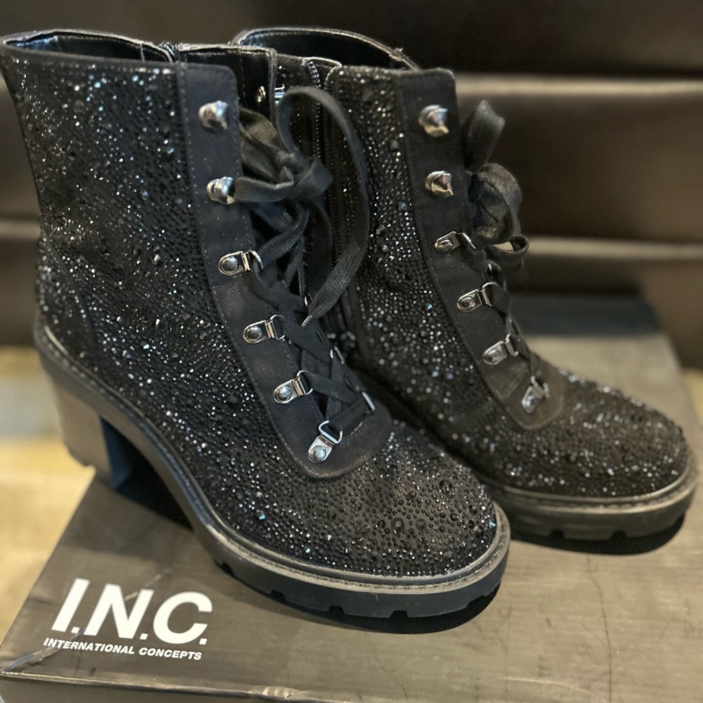 INC Black Glitter Boots - Picture 5 of 8
